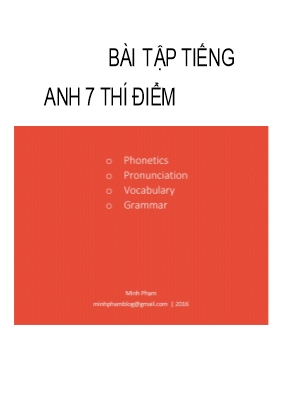 Bài tập Tiếng Anh 7 thí điểm - Minh Phạm